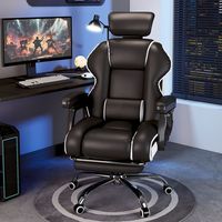 Chaise de bureau exécutive ergonomique et confortable en cuir pour le streaming de jeux, l'e-sport et le travail, avec dossier haut et réglage en hauteur