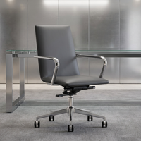 Chaises de bureau de direction de luxe contemporaines en cuir, dossier moyen, pour PDG, cadre, usage commercial