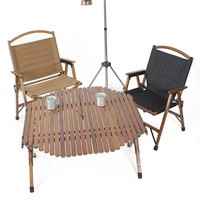 Table pliante octogonale en bois de hêtre Qingmu personnalisée pour le camping et les pique-niques en plein air