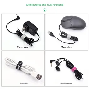 P-Type Eco-Friendly Self-Adhesive <strong>Hook</strong> <strong>Loop</strong> Cable Tie Strap <strong>Fasteners</strong> for Cellphone USB Data Wire Charger Earphone Phone - Product Image 5