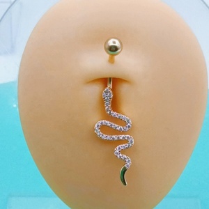 Nouveau design, <span class=keywords><strong>piercing</strong></span> de <span class=keywords><strong>nombril</strong></span> en forme de serpent, barre en acier inoxydable, bijoux de corps pour femmes, <span class=keywords><strong>piercing</strong></span> de <span class=keywords><strong>nombril</strong></span> en cristal pour femmes - Product Image 2
