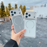 Coques de téléphone transparentes de couleur originale, protection antichoc de l'appareil photo, coque de téléphone magnétique en acrylique pour iPhone 15 16 17 ProMax/Air