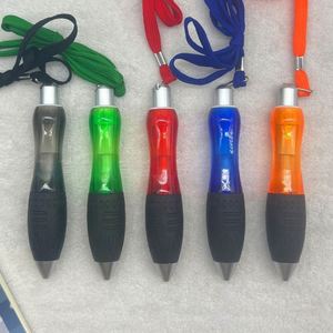 Retractable Short Fat Ballpoint Pen with Lanyard and Black Leather Pouch, Custom <b>Logo</b> Multifunctional Promotional Pen - Product Image 4
