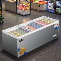 Congélateur de Comptoir Électrique de Qualité Hôtelière avec Compresseur et Porte Vitrée Ouverte pour Usage Domestique - Présentoir pour Poissons et Viandes Surgelés