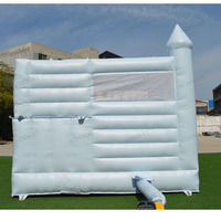 Château gonflable bleu clair pour mariage, couleur macaron, qualité commerciale, avec toboggan, pour la location événementielle