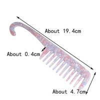 Peigne à cheveux simple en acétate avec LOGO personnalisé peigne démêlant à l'acide acétique à dents larges sans statique démêlant les cheveux avec de grandes dents