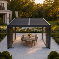 Gazebo motorisé en aluminium coupe-vent et évolutif, structure prête à l'emploi pour l'extérieur des maisons intelligentes et les espaces de vie extérieurs