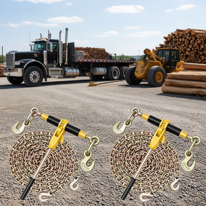 Attache-chaîne à cliquet 3/8 x 20 pieds en acier G80 avec crochet en J pour le remorquage, l'exploitation forestière et la levée - Product Image 2