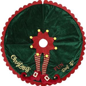 Grande Gonna per Albero di Natale con Decorazione per Gambe, Ecologica, Rossa e Verde, Decorazioni Natalizie Invernali di Babbo Natale - Product Image 1