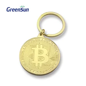 Costumbre Popular Souvenir Metal oro Bitcoin plata llavero