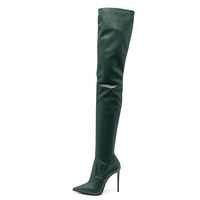 Femmes grande taille Baddie noir blanc vert talon aiguille Legging bottes sur le genou Stretch cuisse chaussette hiver automne botte
