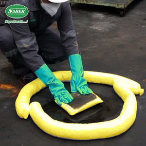 Absorbedor químico SABER de alta capacidad, Small Boom 650, manguito amarillo de absorción rápida para derrames químicos con mecanismo circular para detener fugas. - Product Image 6