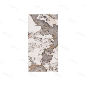 Pierre frittée polie pour villa d'hôtel, carrelage mural pour le salon en porcelaine gris cristal aspect marbre émaillé - Product Image 3