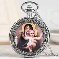 Virgin Mary And Jesus Photo Pocket Watch With Quartz Movement Spirit Pocket Watches
