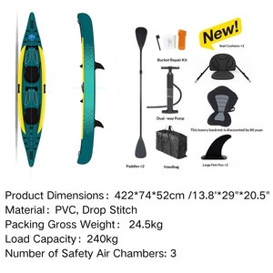 <span class=keywords><strong>Kayak</strong></span> Inflable Portátil Premium con Tecnología Drop Stitch, <span class=keywords><strong>Kayak</strong></span> Doble para 2 Personas para Deportes Acuáticos al Aire Libre, Venta al Por Mayor Disponible - Product Image 4