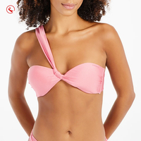 Ensemble bikini rose asymétrique pour femme, rembourré, push-up, coupe haute, deux pièces, vente en gros