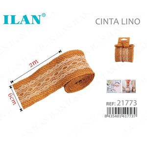 Nastro di lino ILAN 6 cm x 2 m colore naturale per artigianato e decorazioni - Product Image 1