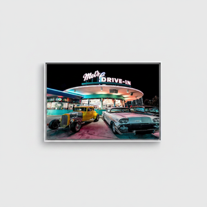 Mel's Drive-In <b>Canvas</b> Print: Retro 50s Diner Art,WHITE <b>FRAMED</b> <b>CANVAS</b> - Product Image 2