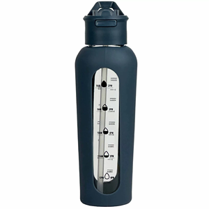 Borraccia in vetro borosilicato ad alta borraccia in Silicone manicotto bottiglia d'acqua in vetro motivazionale <span class=keywords><strong>regali</strong></span> per le donne - Product Image 3