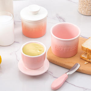 Mantequillera de cerámica con tapa, cilindro de porcelana hermético para almacenamiento en la cocina para uso doméstico. - Product Image 1