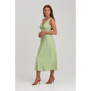 Robe midi sexy et élégante à col en V, sans manches, avec bordure coquillage, de haute qualité et à prix abordable - Product Image 2