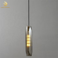 Colgante de Interior de diseño simple decorativo para el hogar moderno, lámpara colgante de cristal de humo de latón Antracita