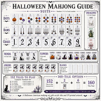 Jeu de Mahjong Américain Personnalisé pour Halloween, 160 Tuiles de Mahjong en Acrylique Premium, Jeu de Table Gothique Effrayant Personnalisé avec Impression UV pour Fêtes