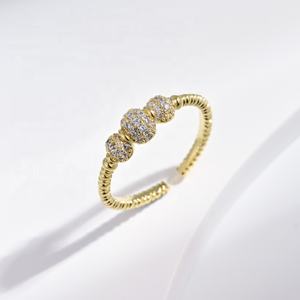 Bague ajustable en argent sterling 925 plaqué or 18 carats, bijoux fantaisie, opale minimaliste, simple, pour le petit doigt, prix usine, vente en gros - Product Image 4