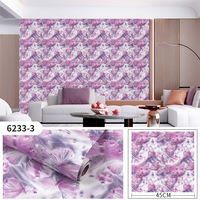 Papier peint auto-adhésif en PVC satiné avec motif floral 3D et papillon perlé, épaissi, imperméable et résistant à l'humidité, film de rénovation pour meubles