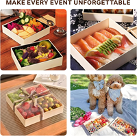 Petites boîtes à charcuterie avec couvercles transparents, contenants alimentaires pliables en bois, boîtes à emporter pour apéritifs, desserts, sushis, plateaux de service