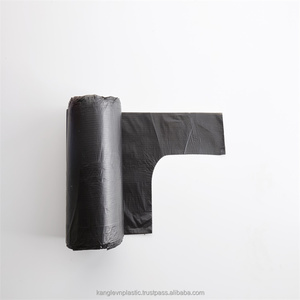 Custom Disposable HDPE/LDPE Household Garbage <b>Bags</b> with Star <b>Seal</b> Bottom Wave Top Tie-On Roll and Silk Screen Printing - Product Image 3