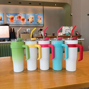 Mug de voyage isotherme Ice Bully Handle Mug 40oz à double paroi avec couvercle et paille, antidérapant, personnalisable avec logo OEM - Product Image 6