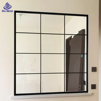 Décoration intérieure pour maison, fenêtres à cadre ultra-fin noir, design en grille d'aluminium et fenêtre fixe à double vitrage