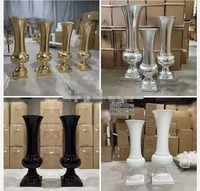Vase en matériaux composites en fibre de verre dorée de luxe Décoration de table de mariage Centres de table de mariage en forme de fleur Décorations de table