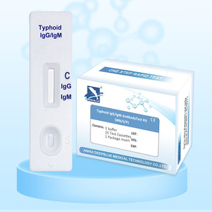 Kit de test manuel DEEPBLUE certifié CE pour la <span class=keywords><strong>typhoïde</strong></span> (IgG/IgM) sur sang total, sérum, plasma – Diagnostic rapide en 15 min – Cassette plastique – Durée de conservation 2 ans - Product Image 1