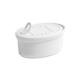 ceramic white bread storage box custom shaped round kitchen baking bread bin