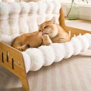 Lit pour animaux de compagnie en bois, canapé spécial pour <span class=keywords><strong>chat</strong></span> d'intérieur, adapté aux jeunes chats, structure en bois massif, installation simple - Product Image 4