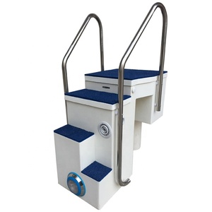 Nettoyeur de filtre mural en fibre de verre pour <span class=keywords><strong>piscine</strong></span> avec skimmer intégré, lumière LED et marches antidérapantes pour piscines au sol - Product Image 1