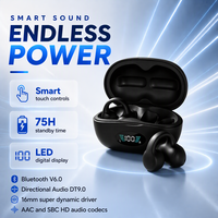 Headphone LED Penunjuk Level Baterai Chip JL Nirkabel 6.0 Earbud Headset Bluetooth Mikrofon Ganda IPX5 Tahan Air Pengisian Daya Tipe C