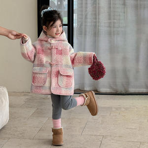 2025 lungo Casual autunno inverno da ragazza nuovo cappotto di lana integrato alla moda per bambini - Product Image 2