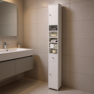 Mueble de Baño Independiente Delgado de 12 Pulgadas de Ancho con Estantes Ajustables y Cajones Organizadores - Product Image 2