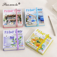 Carnet de peinture portable et détachable, mini carnet de croquis, bloc de papier aquarelle avec 8 couleurs d'aquarelle solide et pinceau
