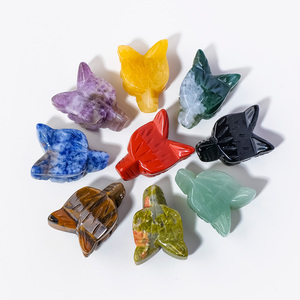Testa di <span class=keywords><strong>Lupo</strong></span> in Cristallo Naturale Intagliata a Mano, Artigianato in Cristallo Lucidato, Decorazione per la Casa e Regalo - Product Image 6