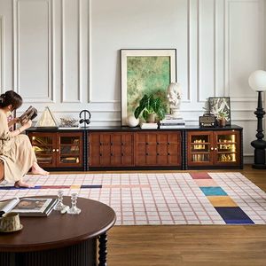 Mueble de TV Modular Plegable de Madera Sólida, Estilo Moderno de Mediados de Siglo, Personalizable, Centro de Entretenimiento, Decoración para Sala de Estar - Product Image 1