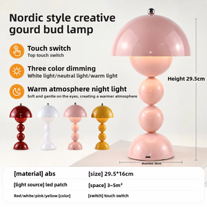 Nordic ABS Dome 5V Battery-Powered Touch Control Dimmable LED <strong>Table</strong> Lamp-Bedroom/Wedding/Desk Use Ever-Bright Ambient <strong>Light</strong> - Product Image 1