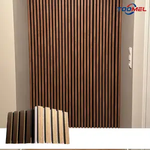 Tấm gỗ trên tường 2600*600mm Walnut Acoustic tấm slat Acoustic Bảng điều khiển tường trang trí