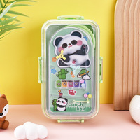 Nouvelle arrivée : Boîte à lunch scolaire en plastique mignonne pour enfants avec bol à sauce, réutilisable, anti-fuite, avec couvercle en plastique