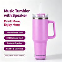 Gobelet isotherme à double paroi en acier inoxydable de 40 oz avec haut-parleur Bluetooth intégré et poignée, idéal pour la sublimation – Tasse de voyage vierge