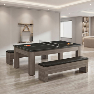 <span class=keywords><strong>Table</strong></span> de billard 3-en-1 personnalisée S.Q.F avec poches en cuir, cadre en bois, plateau de poker et de ping-pong de luxe pour salle de jeux intérieure - Product Image 3