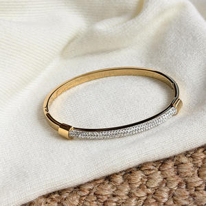 Pulsera de Lujo al por Mayor con Pavé de Piedra Natural para Mujer, Brazalete Abierto Ajustable, Joyería de Moda, Regalo en Tono Plata y Oro - Product Image 4